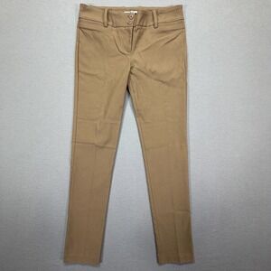 Papaya Women Pants Slim Tan Stretch Double Button Office Trousers Large
